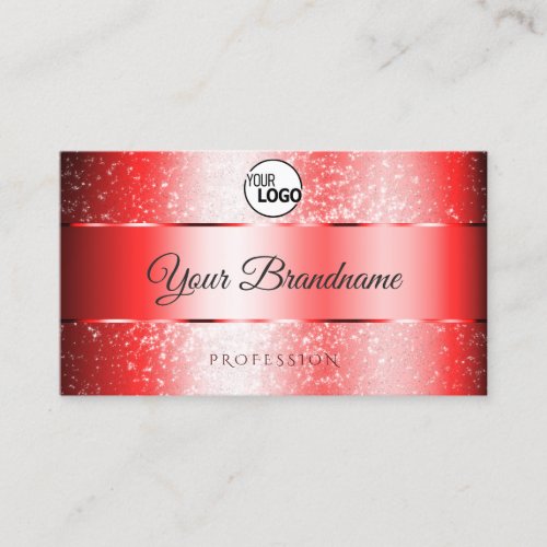 Luxury Ruby Red Sparkle Glitters Logo and Monogram Business Card
