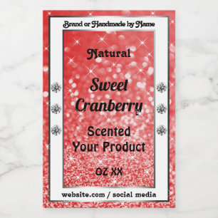 Luxury Ruby Red Sparkling Glitter Product Labels