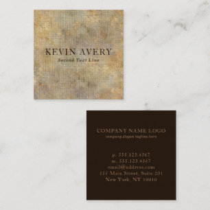 Luxury Rustic Beige Gold Linen Texture Square Business Card
