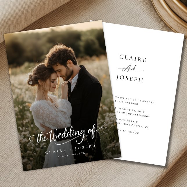 Luxury Rustic Minimalist Romantic Photo Wedding Invitation (Creator Uploaded)