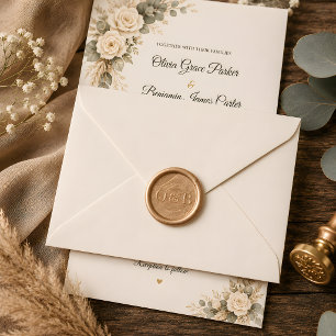 Luxury Rustic Monogram Wax Seal Sticker