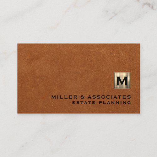  Luxury Sable Leather with Gold Initial Emblem Business Card