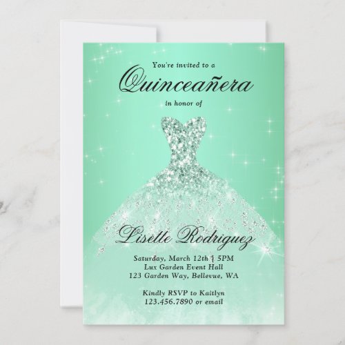 Luxury Sage Green 15th Birthday Quinceanera Invitation