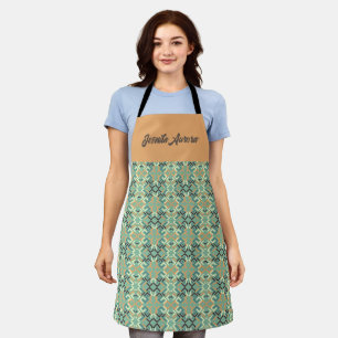 Luxury Sage Green Geometric Tribal Seamless Apron