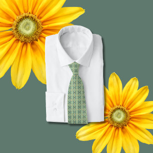 Luxury Sage Green Geometric Tribal Seamless Neck Tie