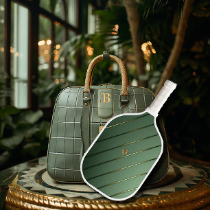 Luxury Sage Green & Gold Pickleball Paddle