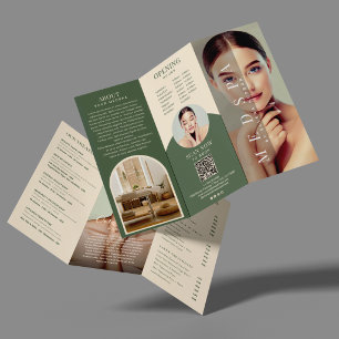 Luxury Sage Green Medspa Tri-Fold Template Brochure