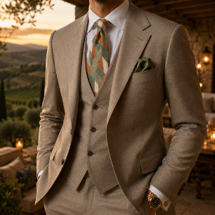 Luxury Sage Green & Terracotta Elegant Mosaic Neck Tie
