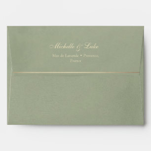 Luxury Sage Green Velvet Gold Personalized Wedding Envelope