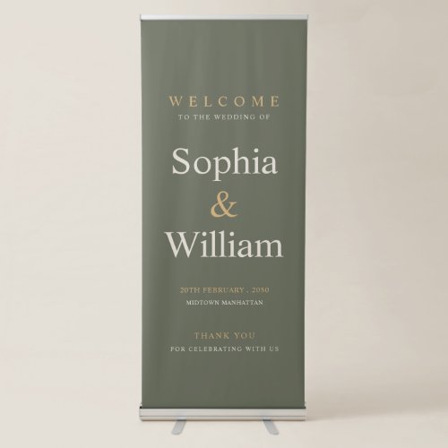 Luxury Sage Green Wedding Welcome Banner