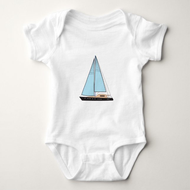 Luxury Sailing Yacht Boat Baby Bodysuit (Front)
