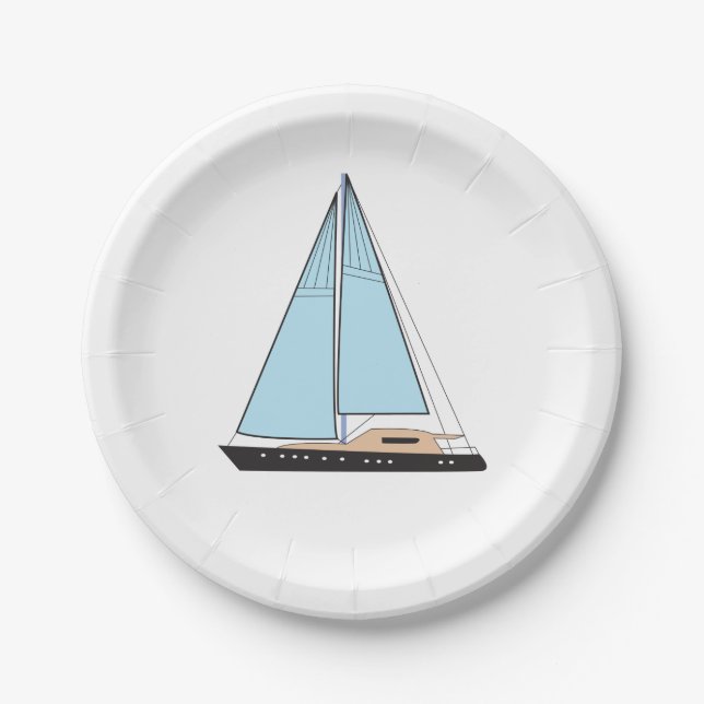 Luxury Sailing Yacht Boat Paper Plates (Front)