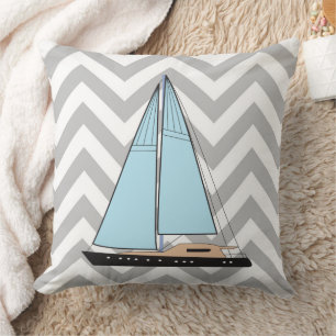 Luxury Sailing Yacht Boat Throw Pillow