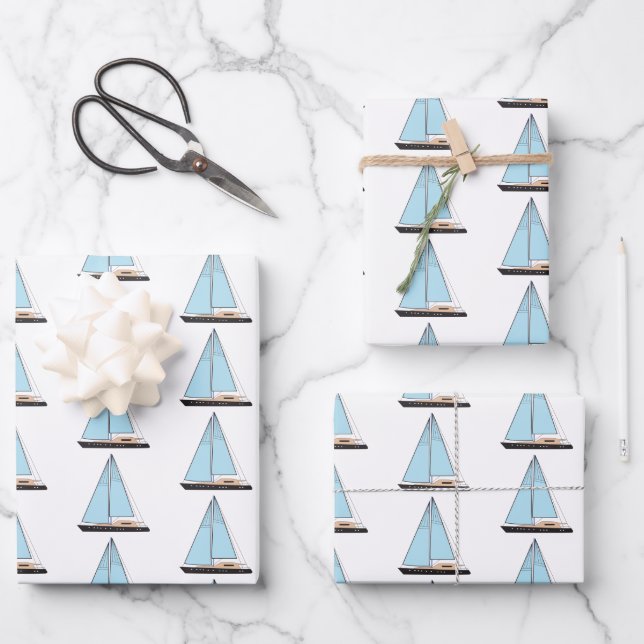 Luxury Sailing Yacht Boat Wrapping Paper Sheets (Front)