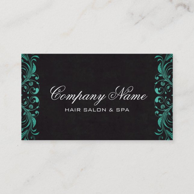 Luxury Salon Business Cards in Emerald (Front)