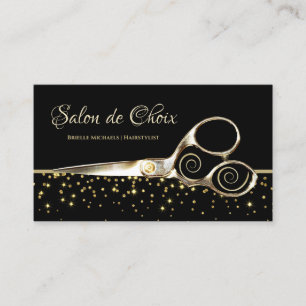 Luxury Salon Gold Sparkles Hair Stylist Scissors Business Card
