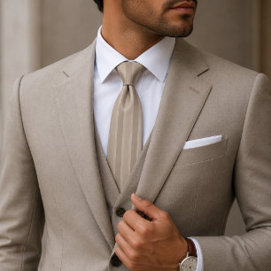 Luxury Sandstone and Taupe Ribbed Jacquard Stripes Neck Tie