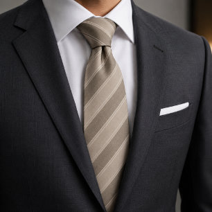 Luxury Sandstone and Taupe Ribbed Jacquard Stripes Neck Tie