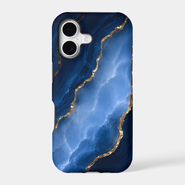 Luxury Sapphire Blue Marble Case-Mate iPhone Case (Back)
