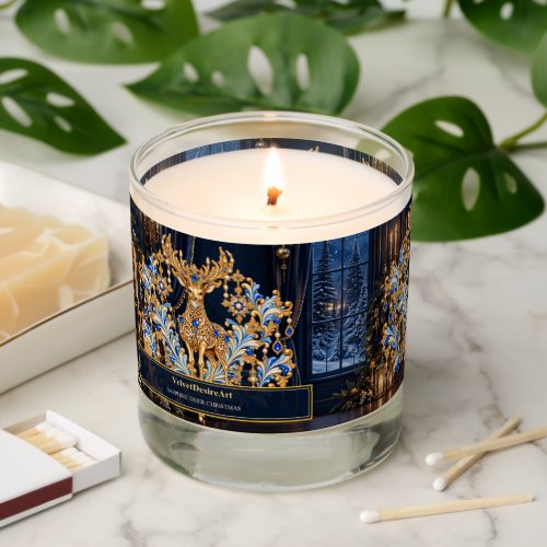 Luxury Sapphire Deer Christmas Teakwood Scented Ca Candle