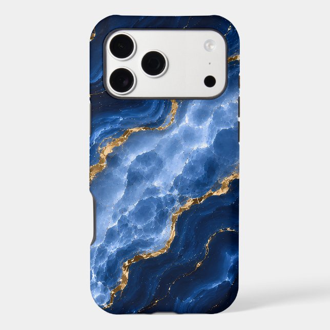 Luxury Sapphire Marble Agate Case-Mate iPhone Case (Back)