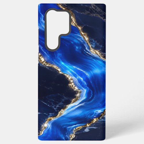 Luxury Sapphire Marble River Samsung Galaxy S22 Ultra Case