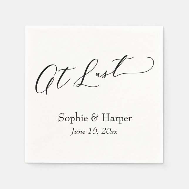 Luxury Script Font Simple Typography At Last Napkins (Front)