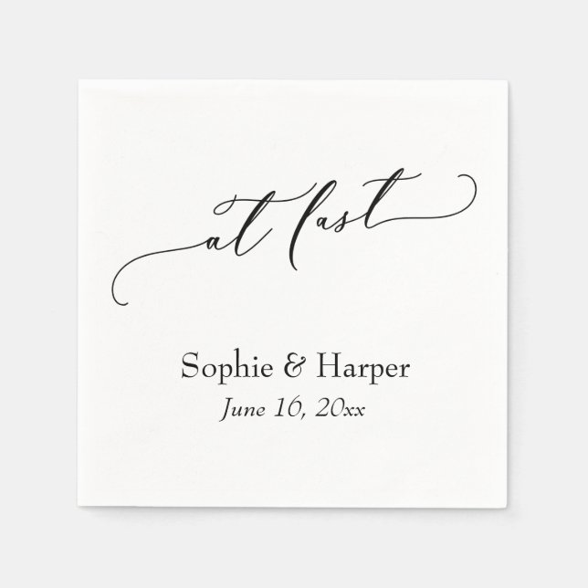Luxury Script Font Simple Typography At Last Napkins (Front)