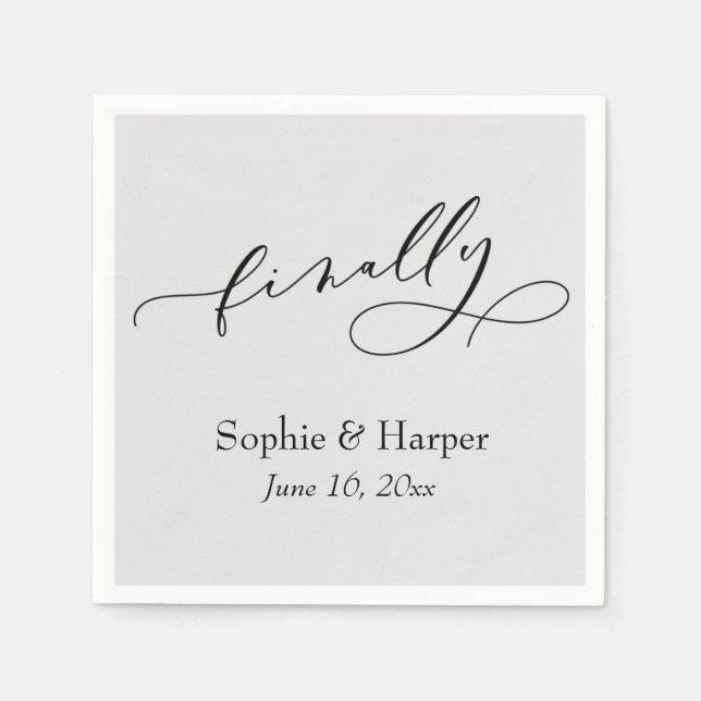 Luxury Script Font Simple Typography Finally Gray Napkins (Front)