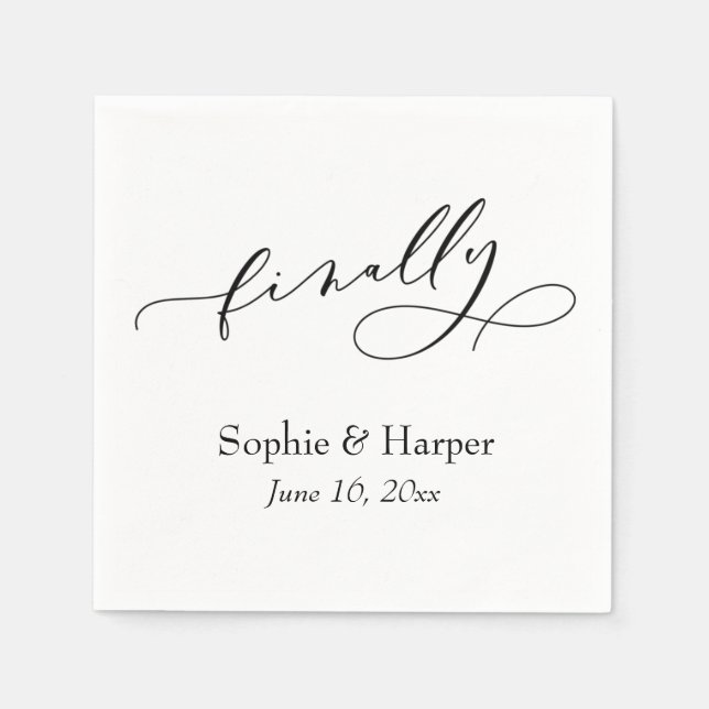 Luxury Script Font Simple Typography Finally Napkins (Front)