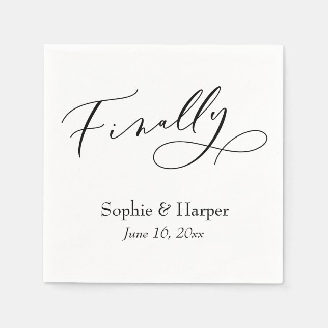 Luxury Script Font Simple Typography Finally Napkins (Front)