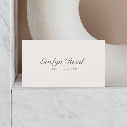 Luxury Script Minimalist Simple Soft Beige Business Card
