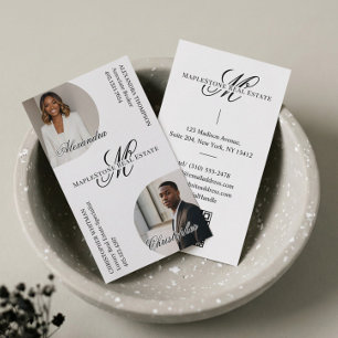 Luxury Script Monogram Real Estate Agents Photos Business Card