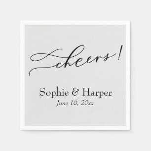 Luxury Script Simple Typography Cheers! Gray Napkins