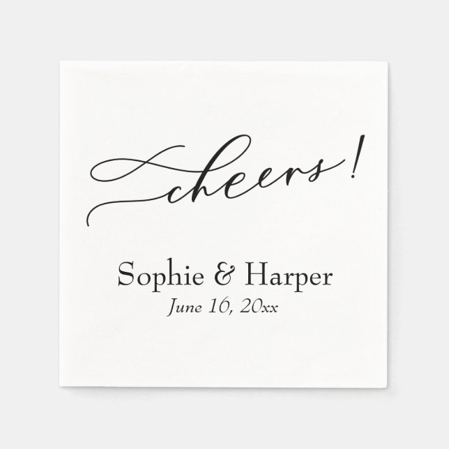Luxury Script Simple Typography Cheers! Napkins (Front)