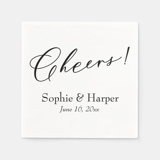 Luxury Script Simple Typography Cheers! Napkins (Front)