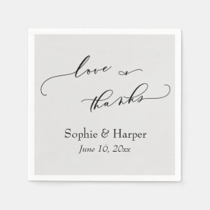 Luxury Script Simple Typography Love & Thanks Gray Napkins