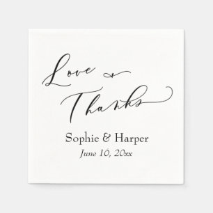 Luxury Script Simple Typography Love & Thanks Napkins