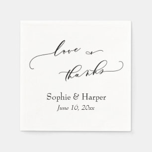Luxury Script Simple Typography Love & Thanks Napkins