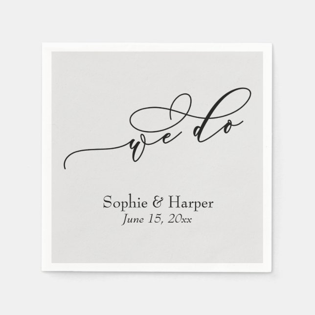 Luxury Script Simple Typography We Do Gray Napkins (Front)