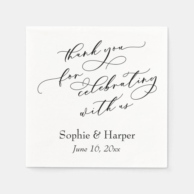 Luxury Script Thank You for Celebrating with Us Napkins (Front)