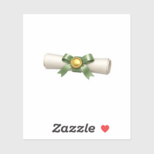 Luxury Scroll Certificate Green Ribbon Gold Seal Sticker