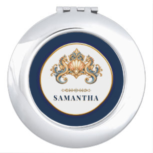 Luxury seahorse beach bridal party favors compact mirror