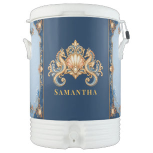 Luxury seahorse beach DIY name chilly bin Beverage Cooler