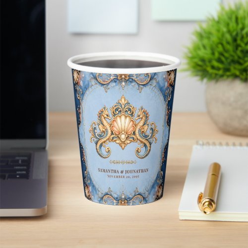 Luxury seahorse theme editable beach picnic paper cups