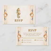 Luxury seahorse vintage shell wedding rsvp