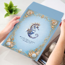 Luxury seahorse wedding beach theme mailing