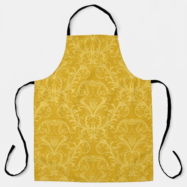 Luxury seamless golden floral wallpaper apron (Front)