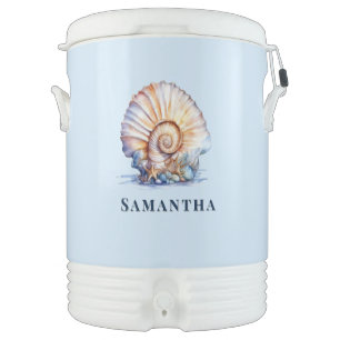 Luxury seashell beach theme DIY name chilly bin Beverage Cooler
