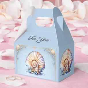 Luxury seashell beach wedding blue ivory favor boxes